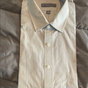 Geoffrey Beene Men's White Checkered Shirt